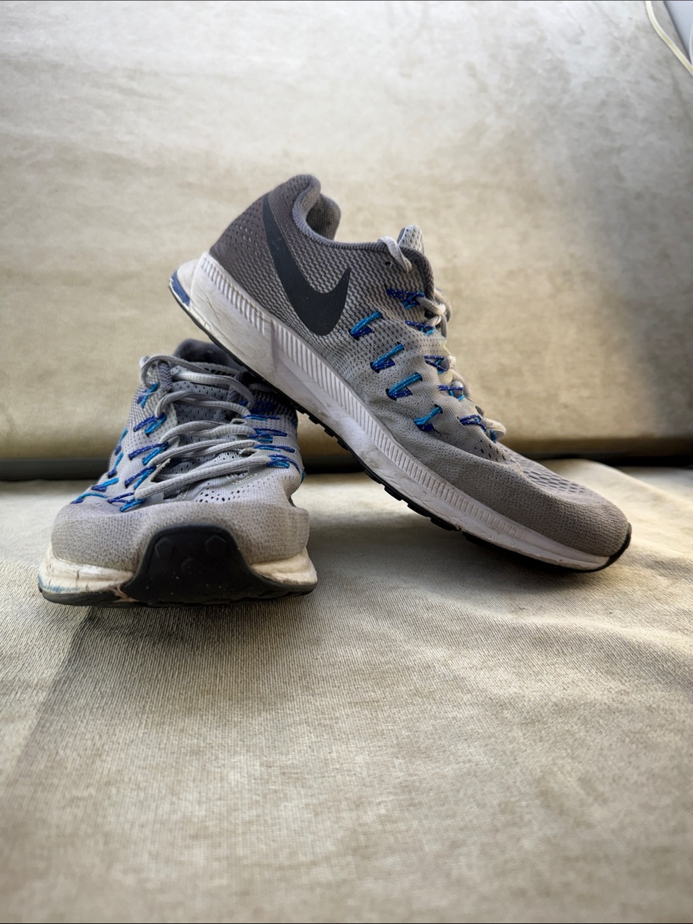 Nike Gray and Blue Men's Athletic Running Shoes